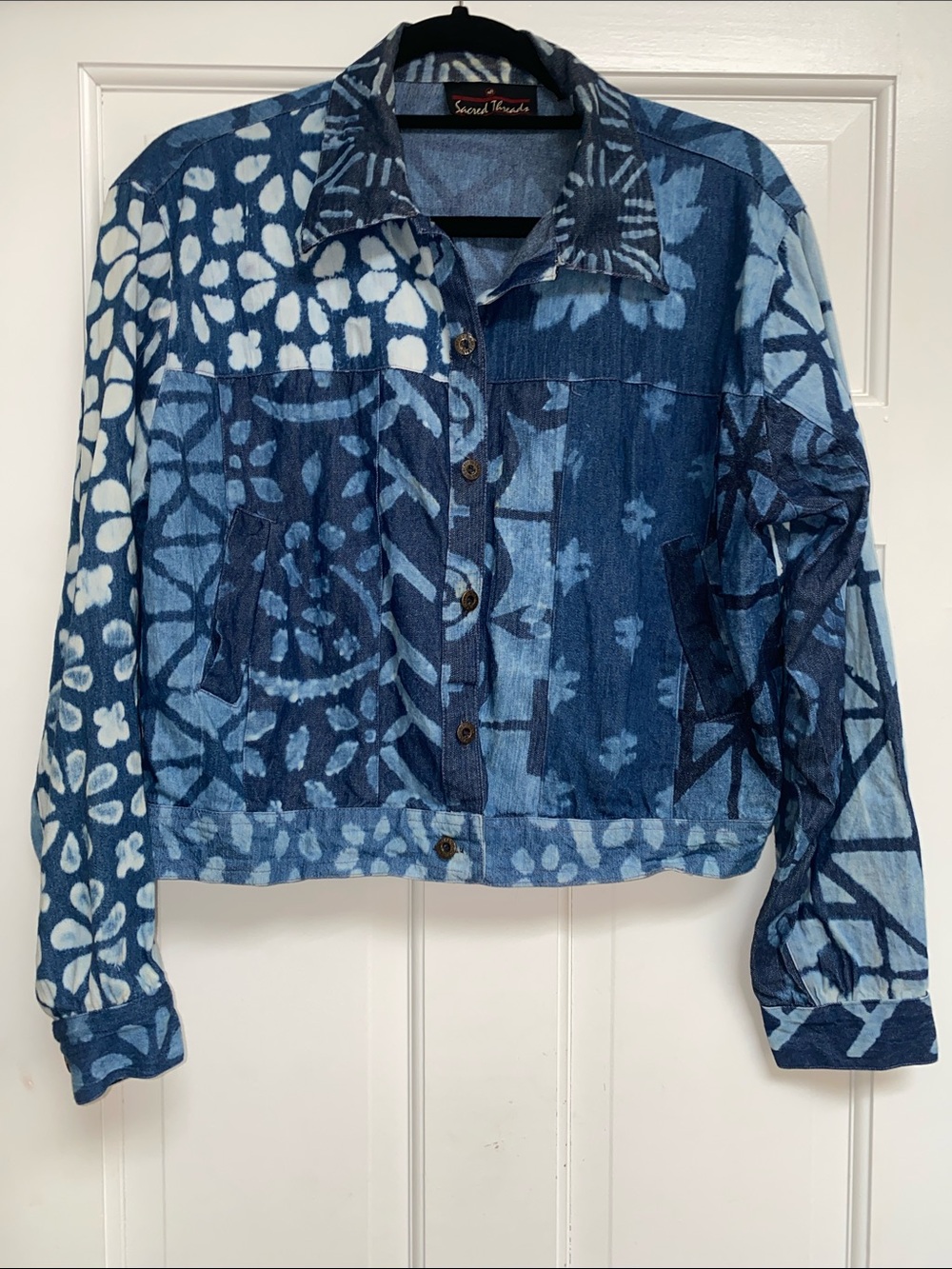 Sacred Threads Blue Indigo Patchwork Denim Jacket